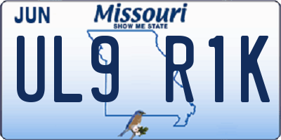 MO license plate UL9R1K