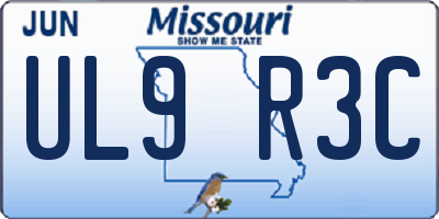 MO license plate UL9R3C