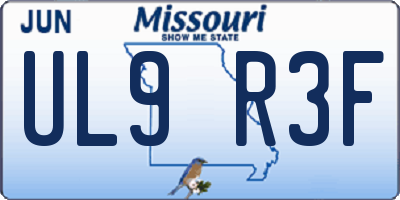 MO license plate UL9R3F