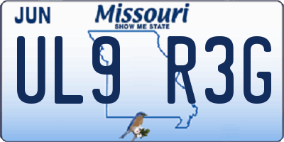 MO license plate UL9R3G