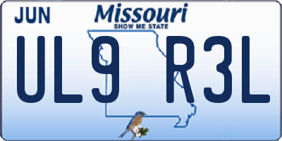 MO license plate UL9R3L