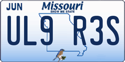 MO license plate UL9R3S