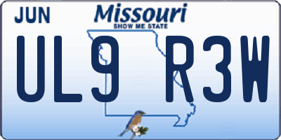 MO license plate UL9R3W