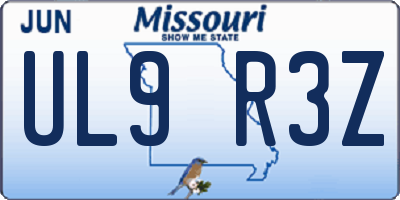MO license plate UL9R3Z