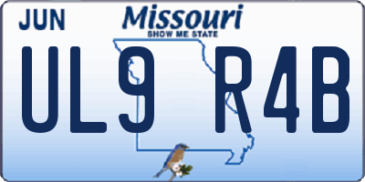 MO license plate UL9R4B