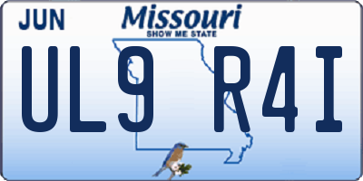 MO license plate UL9R4I