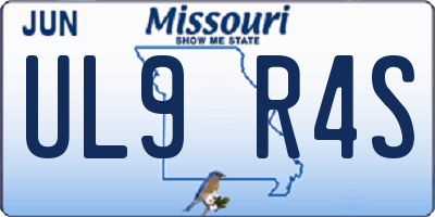 MO license plate UL9R4S