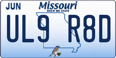 MO license plate UL9R8D