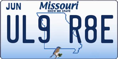 MO license plate UL9R8E