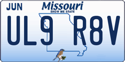 MO license plate UL9R8V