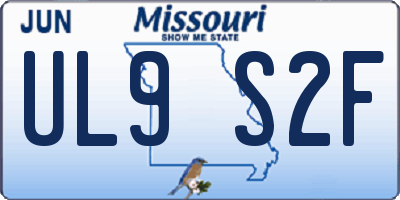 MO license plate UL9S2F