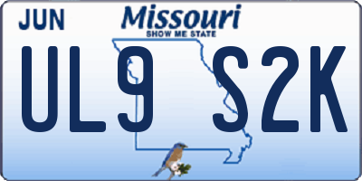 MO license plate UL9S2K