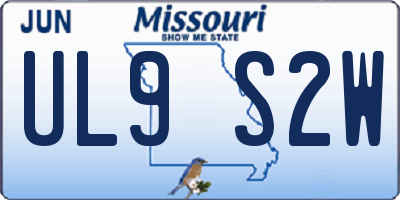 MO license plate UL9S2W