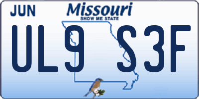 MO license plate UL9S3F