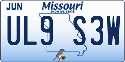 MO license plate UL9S3W