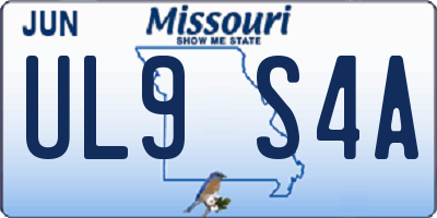 MO license plate UL9S4A