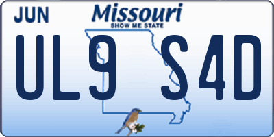 MO license plate UL9S4D
