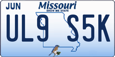 MO license plate UL9S5K