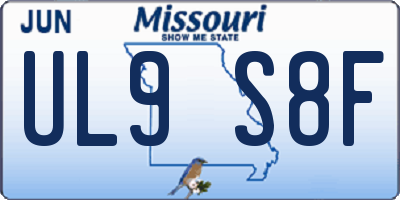 MO license plate UL9S8F