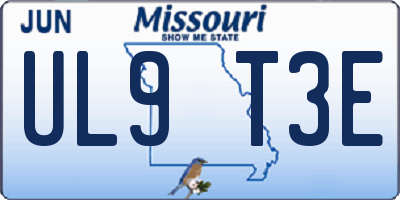 MO license plate UL9T3E