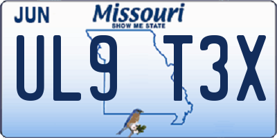 MO license plate UL9T3X