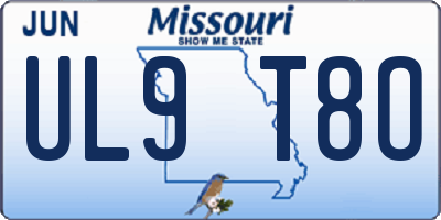 MO license plate UL9T8O