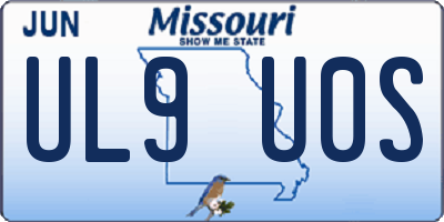 MO license plate UL9U0S