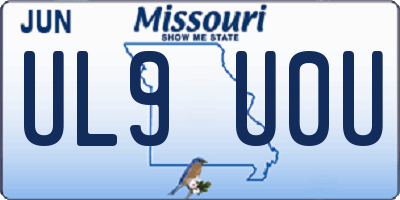 MO license plate UL9U0U