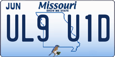 MO license plate UL9U1D