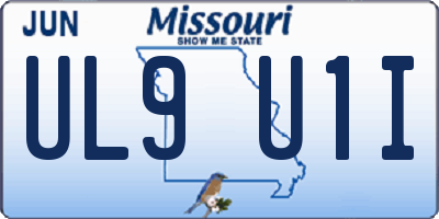 MO license plate UL9U1I