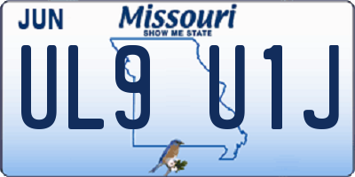 MO license plate UL9U1J