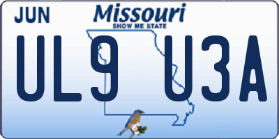MO license plate UL9U3A