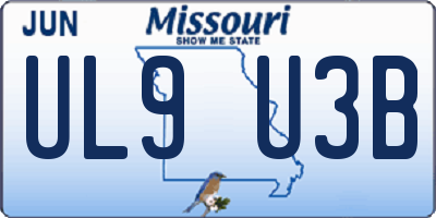 MO license plate UL9U3B