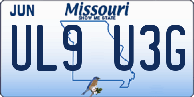 MO license plate UL9U3G