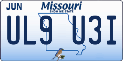 MO license plate UL9U3I