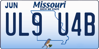 MO license plate UL9U4B