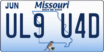 MO license plate UL9U4D