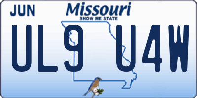 MO license plate UL9U4W