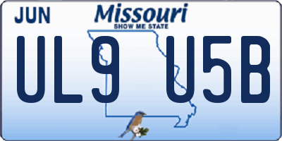 MO license plate UL9U5B