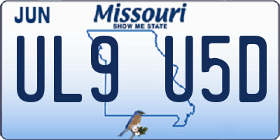 MO license plate UL9U5D