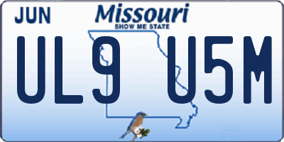 MO license plate UL9U5M