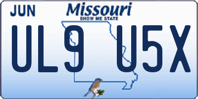 MO license plate UL9U5X