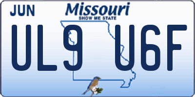 MO license plate UL9U6F
