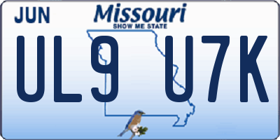 MO license plate UL9U7K