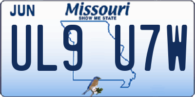 MO license plate UL9U7W