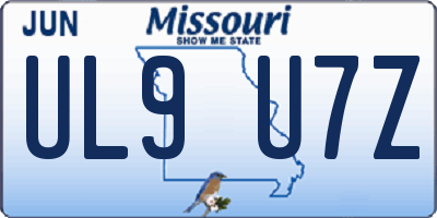 MO license plate UL9U7Z
