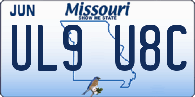 MO license plate UL9U8C