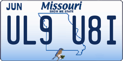 MO license plate UL9U8I