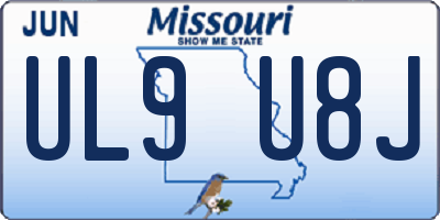 MO license plate UL9U8J