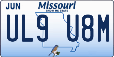 MO license plate UL9U8M